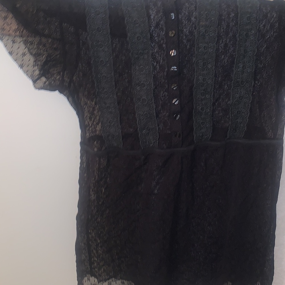 MARKDOWN SALE!! FREE PEOPLE Black Lace top Sz L. - Picture 8 of 12